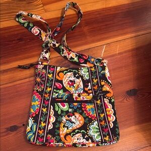 Disney Minnie and Mickey Mouse Vera Bradley Black Crossbody Bag Quilted Cotton